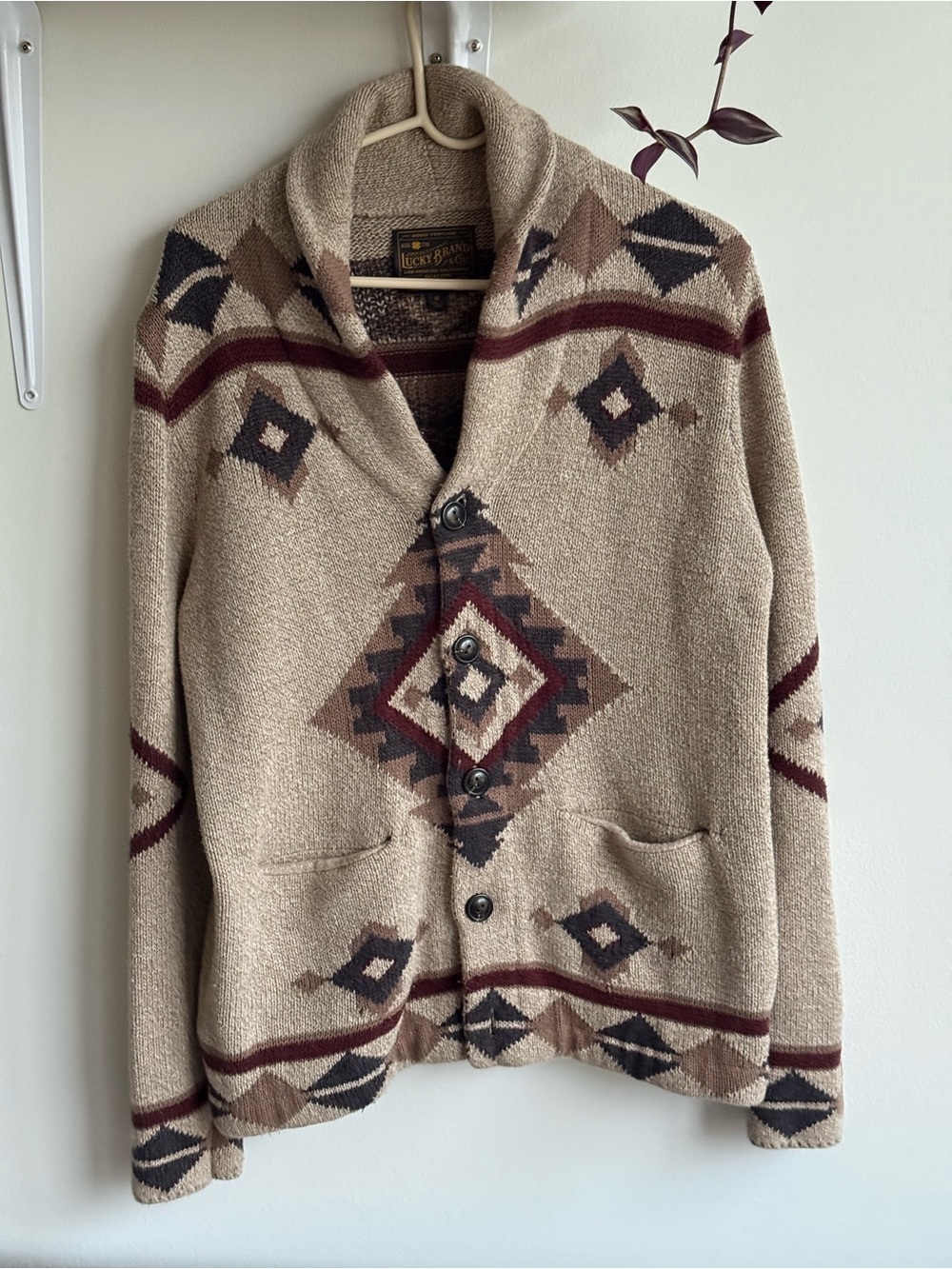Lucky Brand Men’s Southwestern Shawl Collar Cardigan Sweater - Size Medium